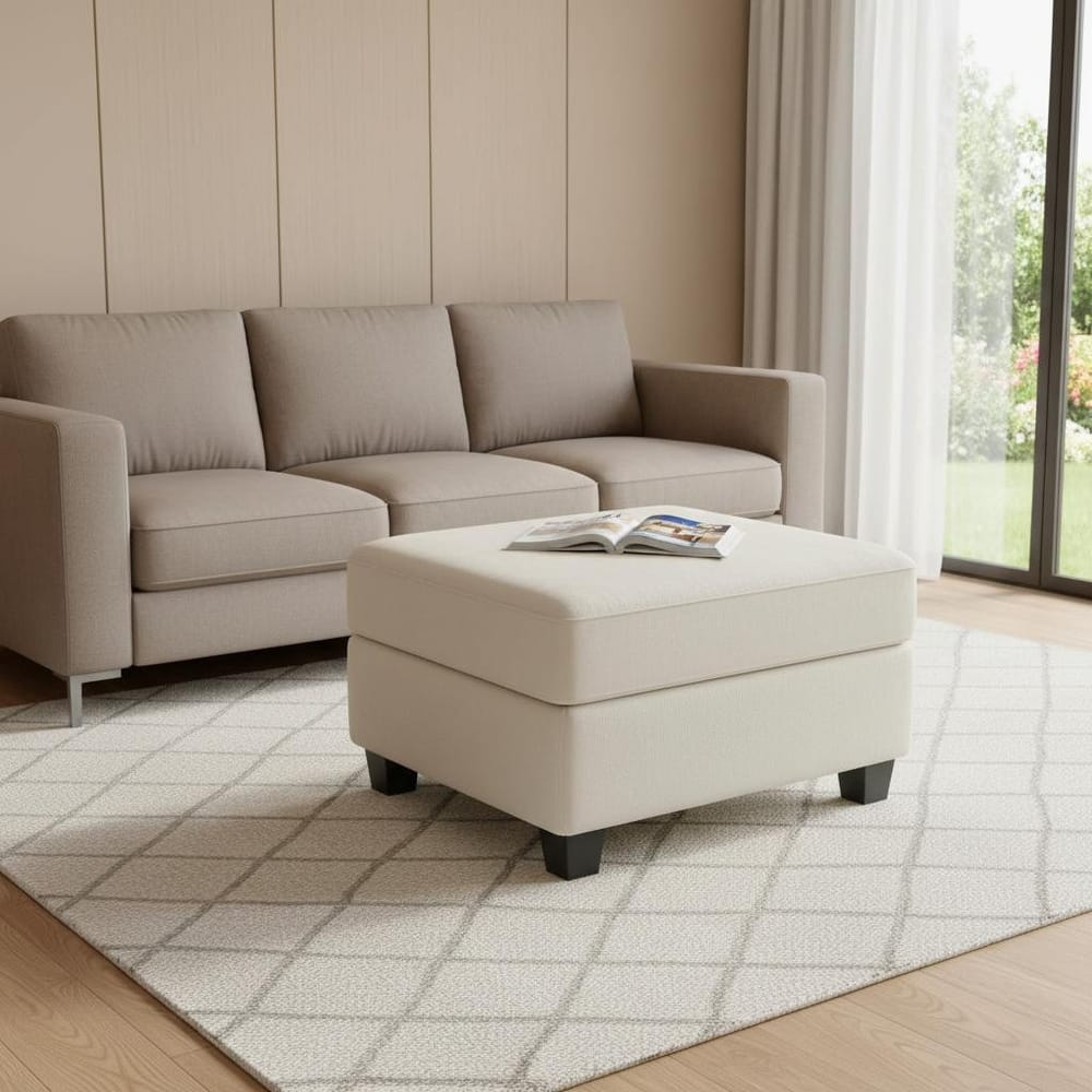 HomeRoots 25" Blue and Black Velvet Storage Ottoman