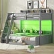 preview thumbnail 18 of 28, Twin over Full Bunk Bed with Shelves, Multi-functional Kids Storage Bed Frame with LED Light, Charging Station and Drawer
