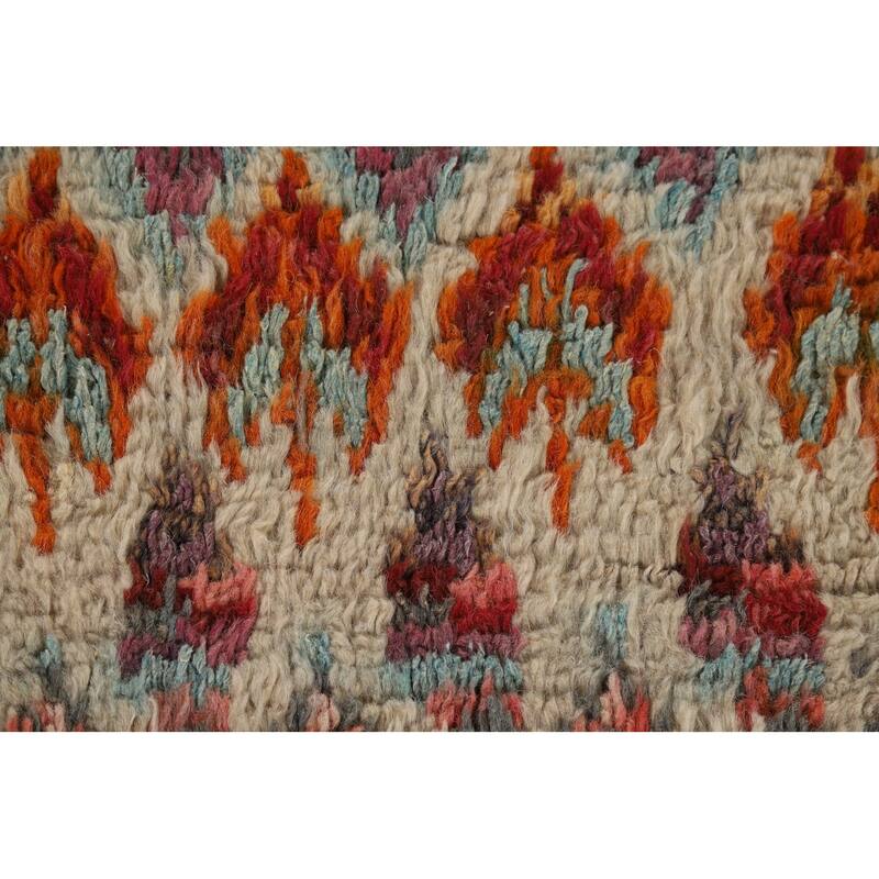 Hand Knotted Oriental 100% Wool Carpet Modern All-Over Beige & Ivories Moroccan Runner Rug - 6' 6'' X 3' 3''