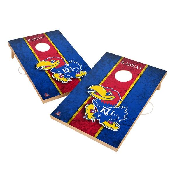 slide 2 of 6, Vintage Kansas Jayhawks 2x4 Tailgate Cornhole Boards Include Carrying Case