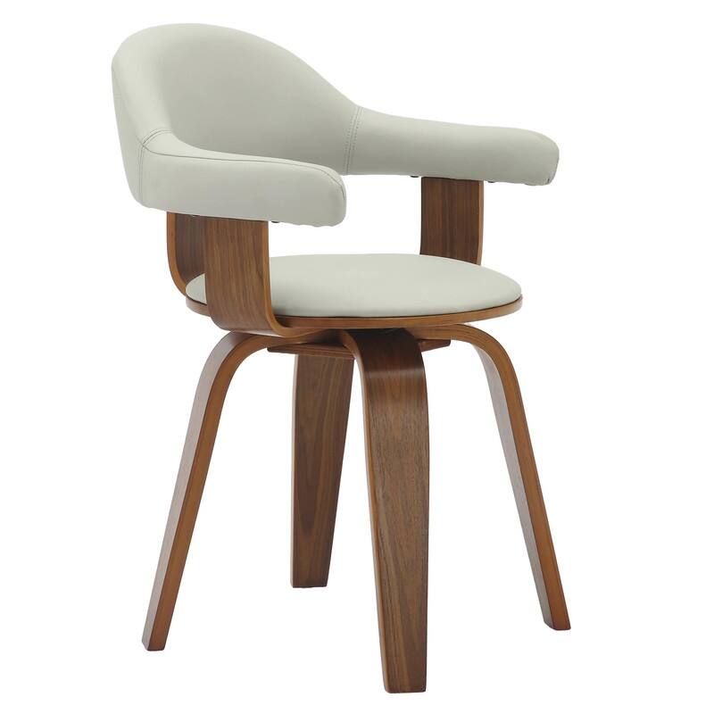 Brivo Modern Leather Swivel Accent Dining Chair in Solid Wood Frame with Open Curved Back Design for Home Living or Dining Room