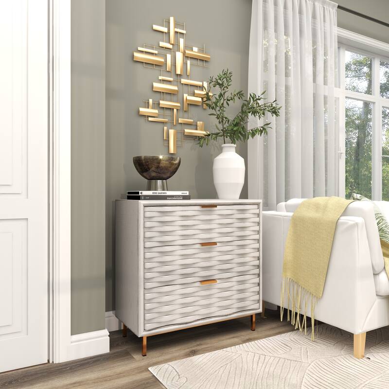 CosmoLiving by Cosmopolitan Gold Metal 3D Stripe Geometric Home Wall Decor