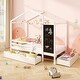 preview thumbnail 3 of 18, Kids House-Shaped Twin Size Bed with 2 Large Drawers with Blackboard White