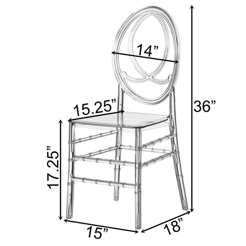 Modern Acrylic Phoenix Dining Chair, Stackable Transparent Party Chair, Crystal Clear Acrylic Chair for Events and Weddings