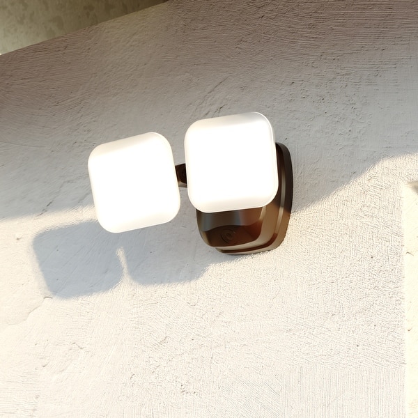 slide 2 of 13, Theta 2 Light LED Outdoor Dusk to Dawn Security Flood Light White Bronze - 10-in W x 5.25-in H x 5.5-in D