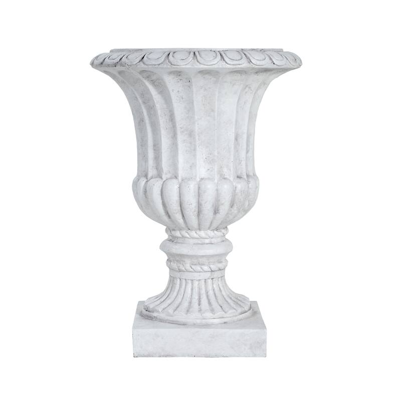 Classic Elegant Gray Urn Planter Pot for Patio Garden and Living Room