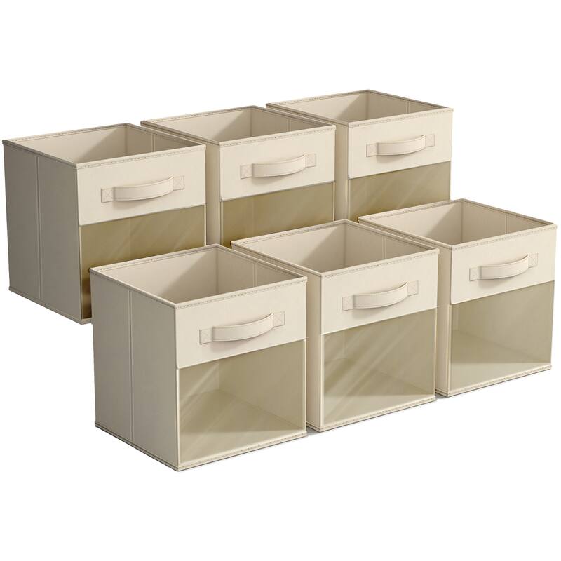 Sorbus 11" Storage Bin with Clear Window – 6-Pack Foldable Fabric Organizers - 10.5” L x 10.5” W x 11” H