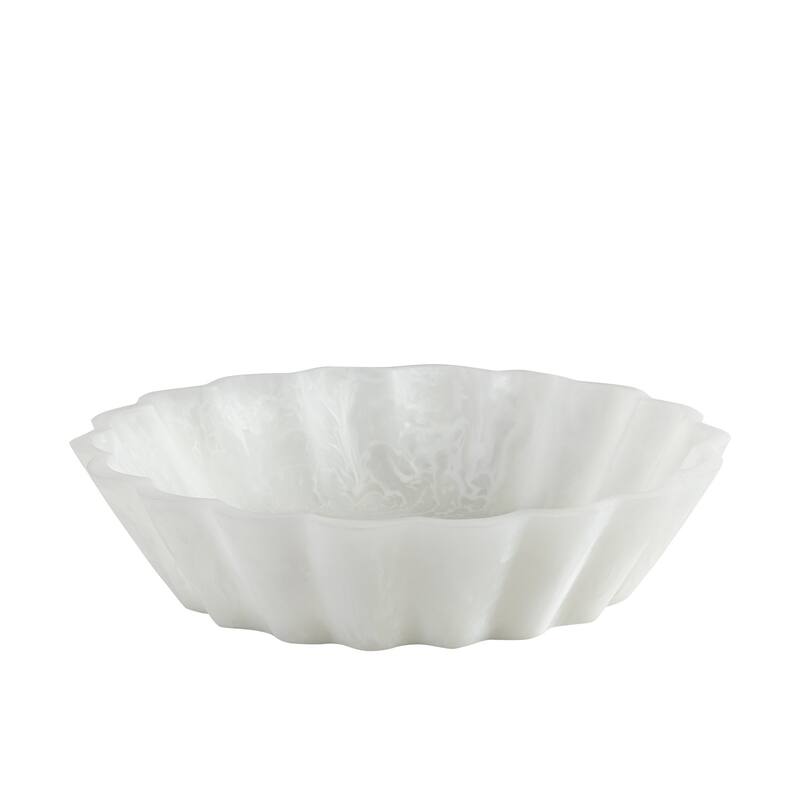 White Resin Flower Bowl Set of 2