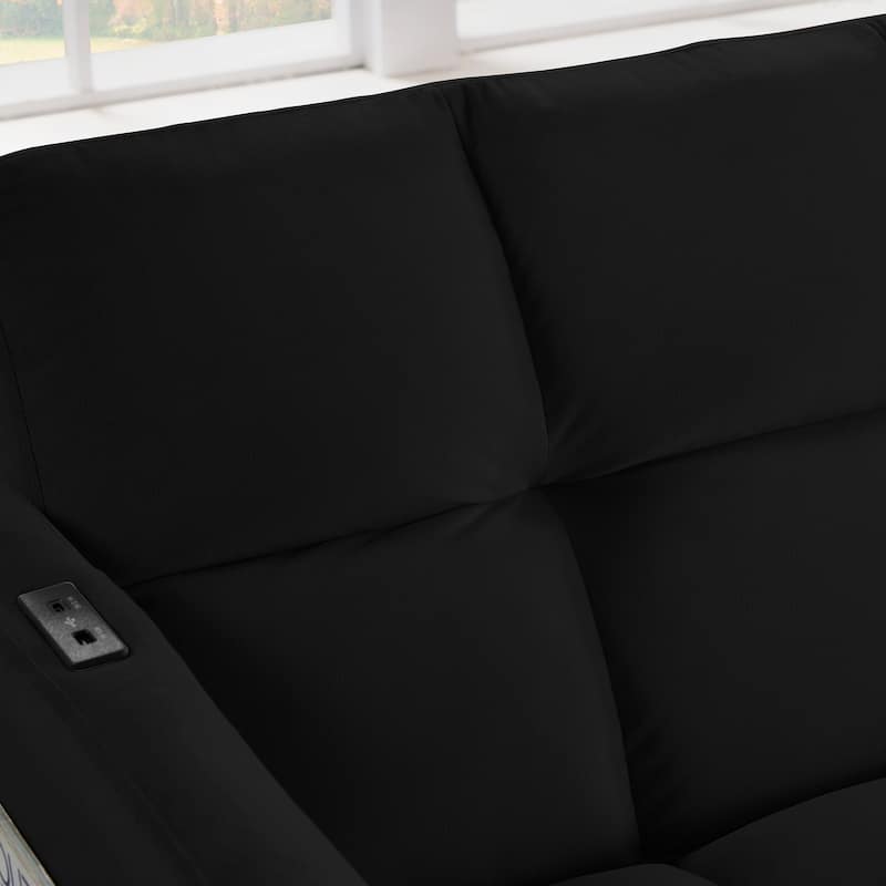 Versatile Adjustable Futon Couch Convertible Velvet Sleeper Sofa Bed with USB, Side Pockets, Chevron Tufting and Tapered Legs