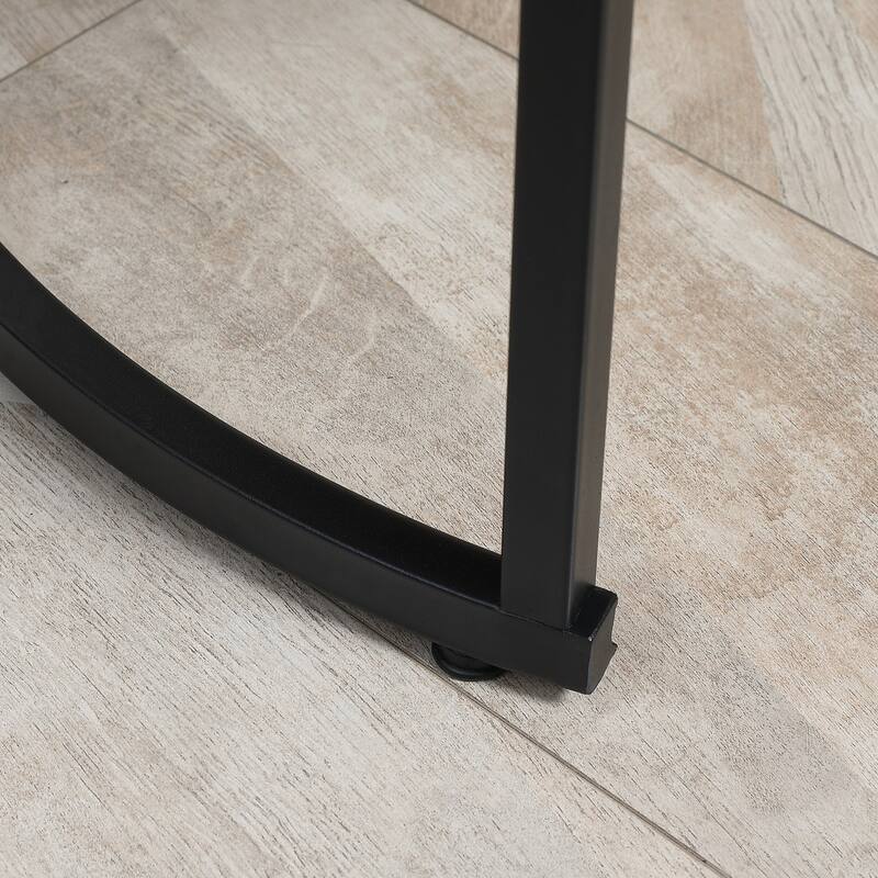 Round Nesting Tables Set of 2, Stacking Coffee Table Set with Metal Frame for Living Room, Grey