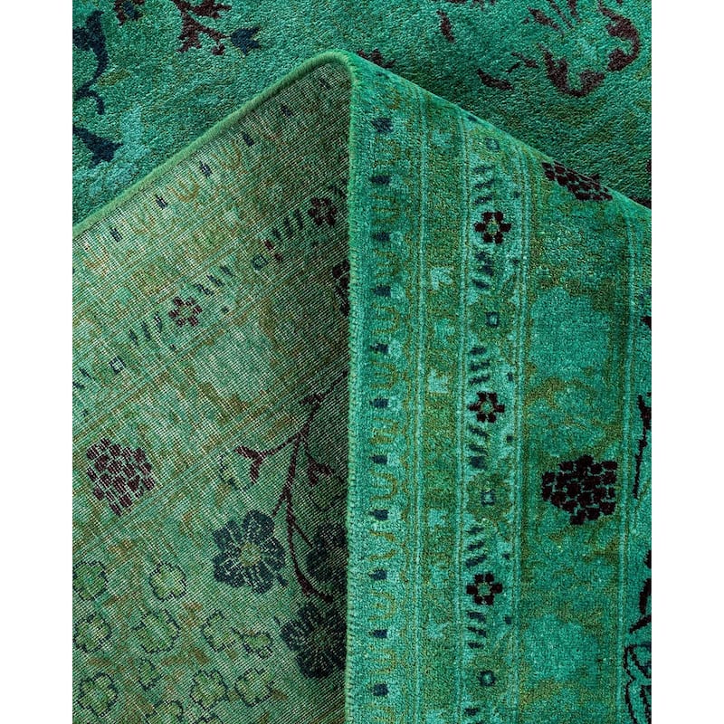 Fine Vibrance, One-of-a-Kind Hand-Knotted Area Rug - Green, 9' 2" x 12' 1" - 9' 2" x 12' 1"