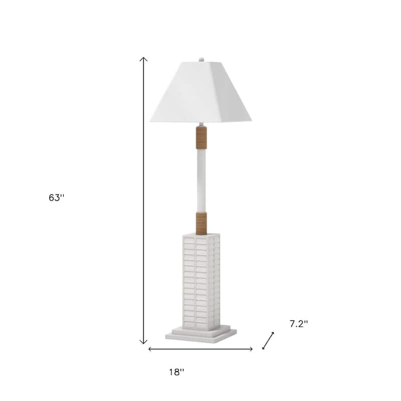 63-inch Polyresin Floor Lamp with Linen Shade and Bulb Included - 7.20” x 18” x 63”