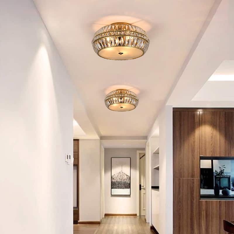 3-Light 18.31" Crystal Flush Mount Ceiling Light