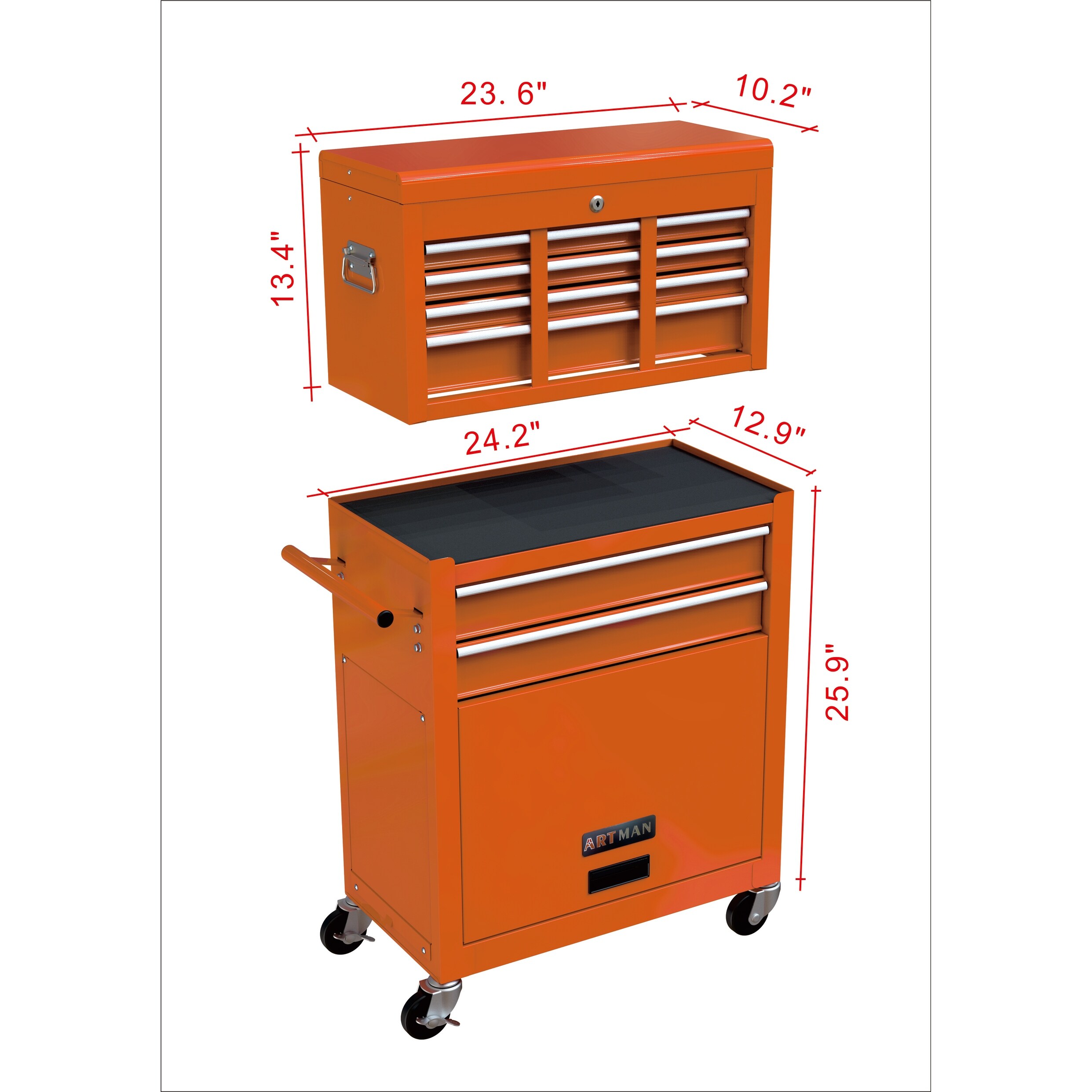 8-Drawers Garage Organizer Rolling Tool Chest Tool Box with Wheels