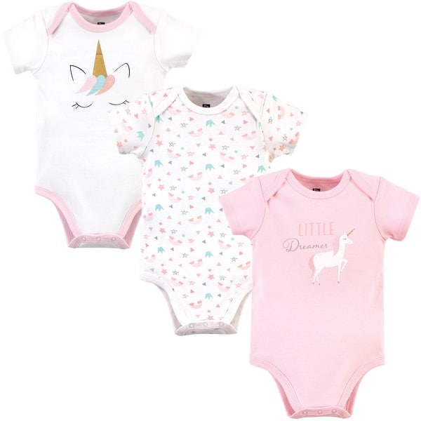 slide 1 of 1, Hudson Baby Infant Girl Cotton Bodysuits 3pk, Little Dreamer 0-3 Months - Little Dreamer