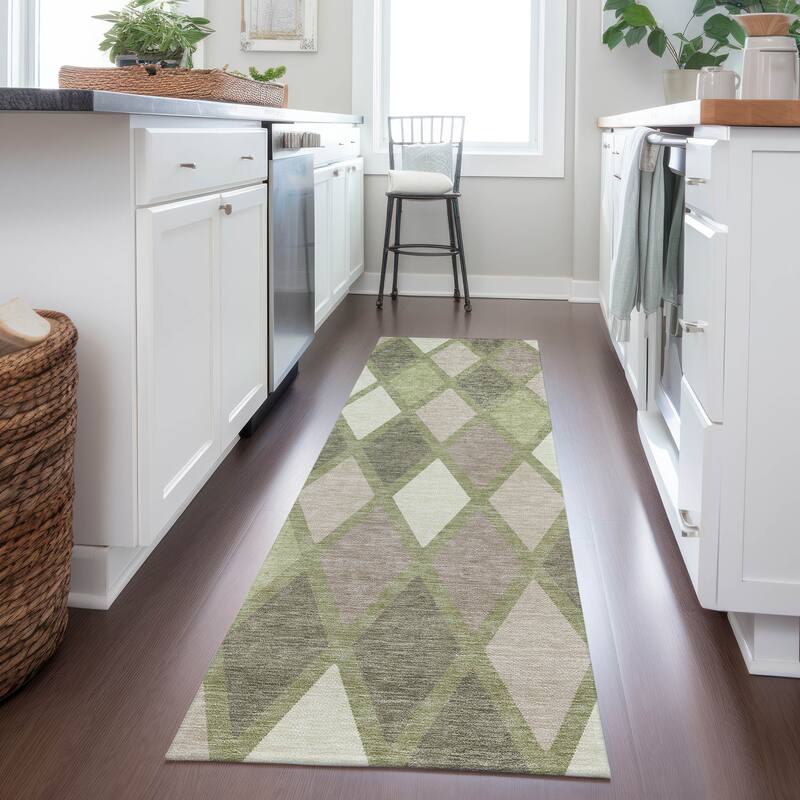 Machine Washable Indoor/ Outdoor Chantille Diamond Prism Rug