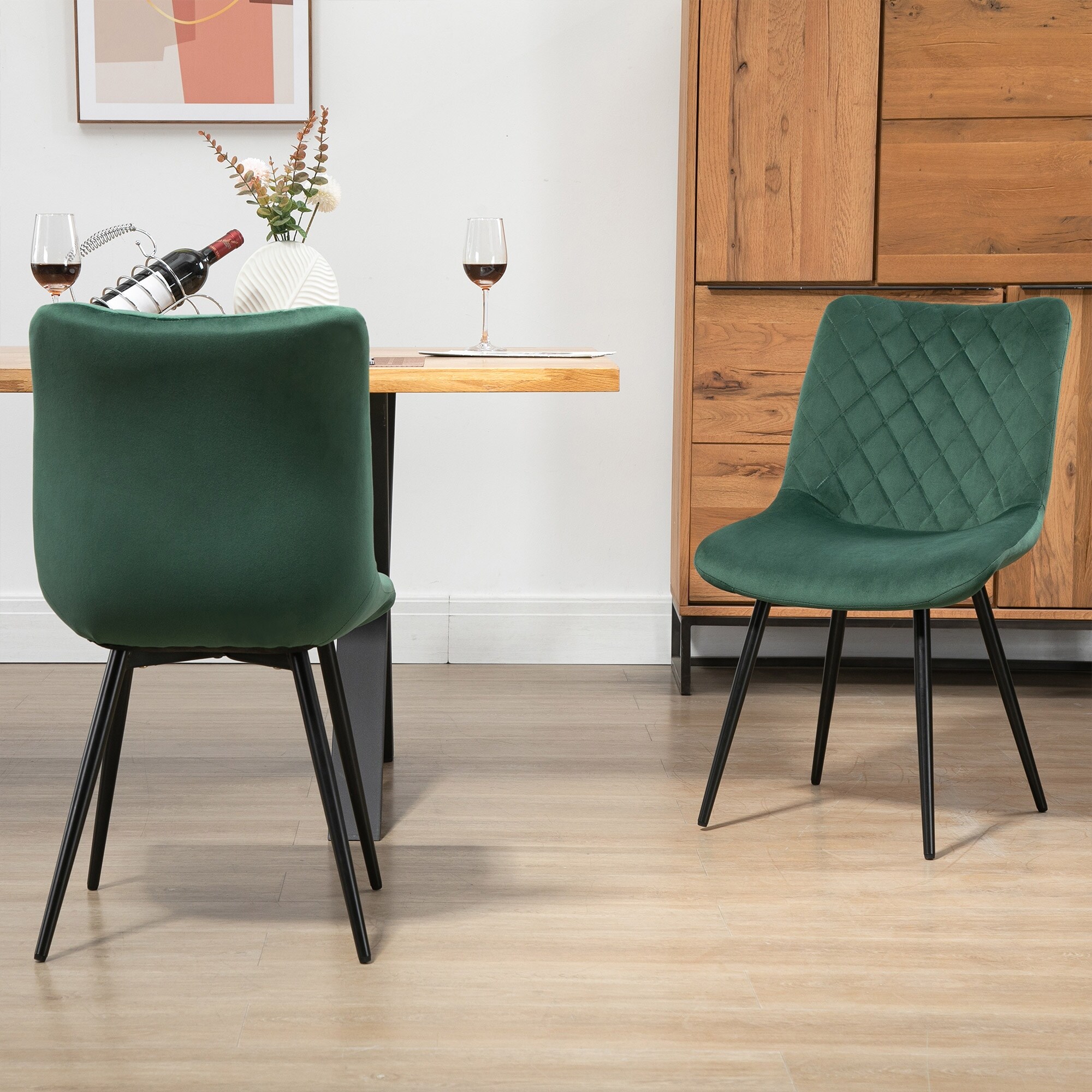 Diamond Lattice Decorative Modern Velvet Dining Chairs Decorative Soft Mat Side Chair for Living Rooms Bedrooms