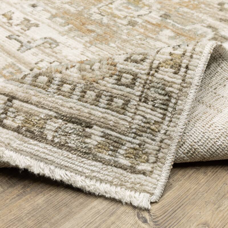 Style Haven Lucia Vintage Floral Medallions Gold/Pale Blue