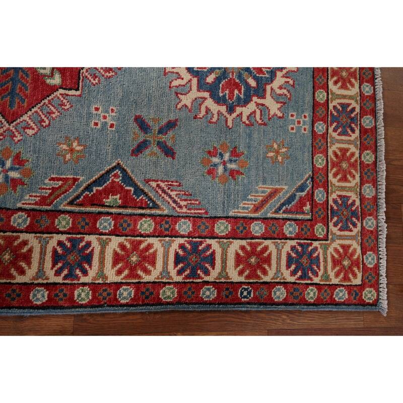 Blue Kazak Oriental Accent Rug Handmade Wool Carpet - 3'3" x 4'9"