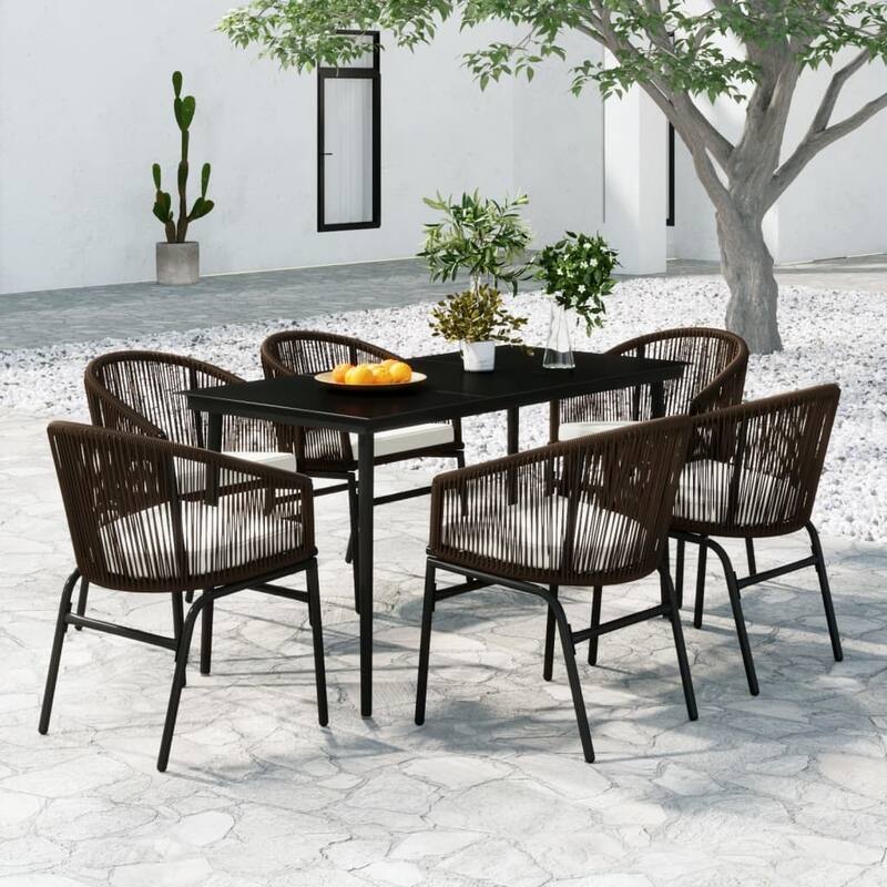 vidaXL Patio Dining Set Outdoor Garden Seat 3/5/7/9 Piece Multi Colors/Sizes - Brown 55.1" x 27.6" x 29.1" 7-Piece