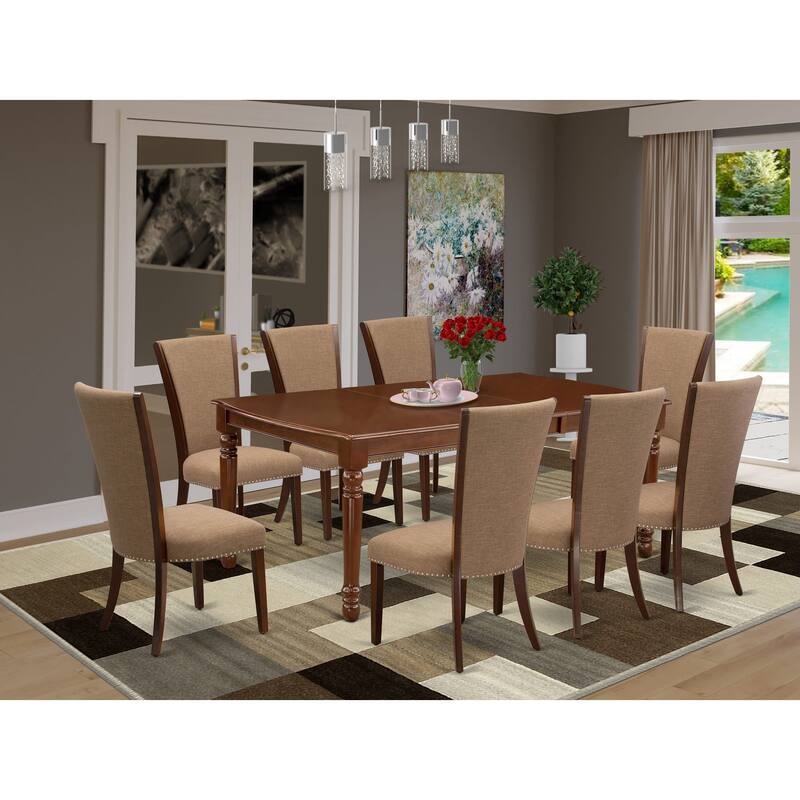 East West Furniture Dinette Set- a Rectangle Dining Table and Linen Fabric Dining Chairs, Linen White (Pieces & Finish Options)