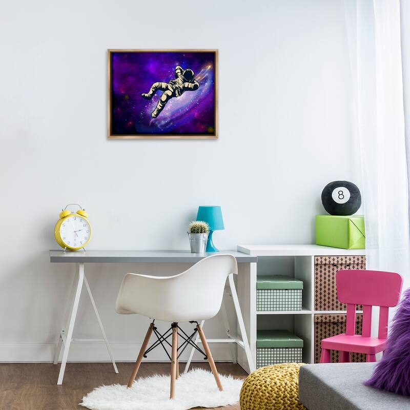 Stupell Relaxing Astronaut in Space Framed Floater Canvas Wall Art Design By Jesse Keith