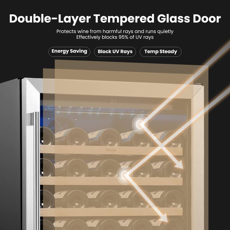 Yeego 23.4 in.52-Bottle Single Zone Wine Cooler Refrigerator Fridge with Built-In/Freestanding Design