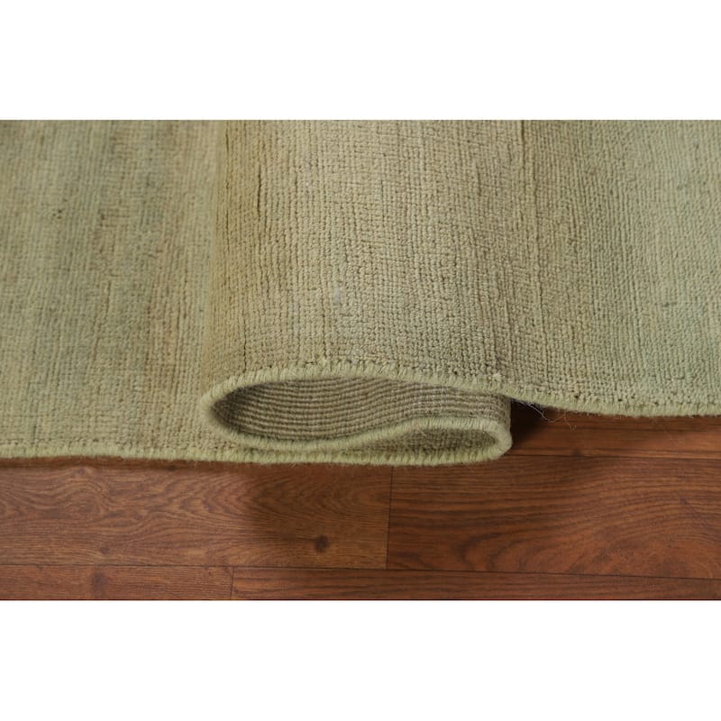Modern Gabbeh Oriental Foyer Rug Hand-Knotted Green Wool Carpet - 2'7"x 4'0"