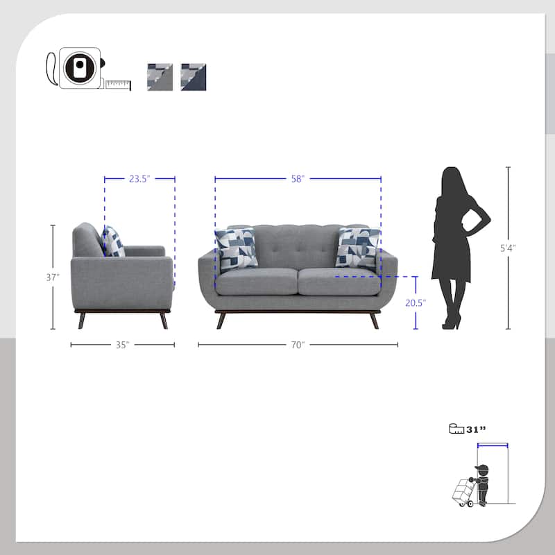 Tarsilla 2-Piece Chenille Living Room Sofa Set