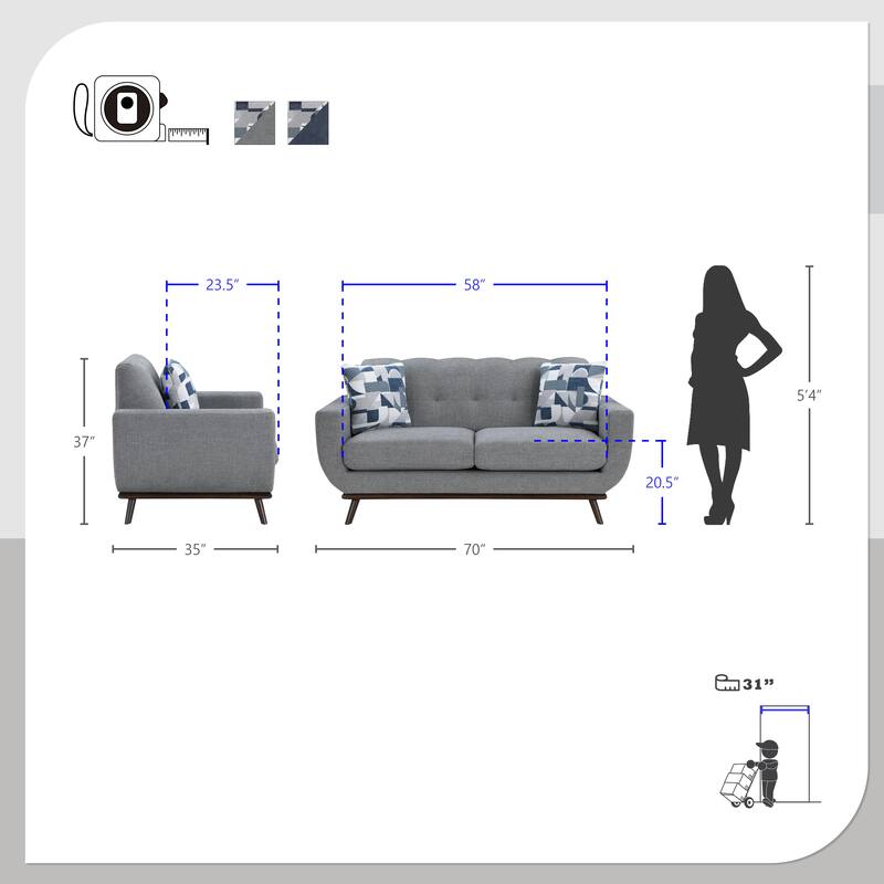 Tarsilla 3-Piece Chenille Living Room Sofa Set