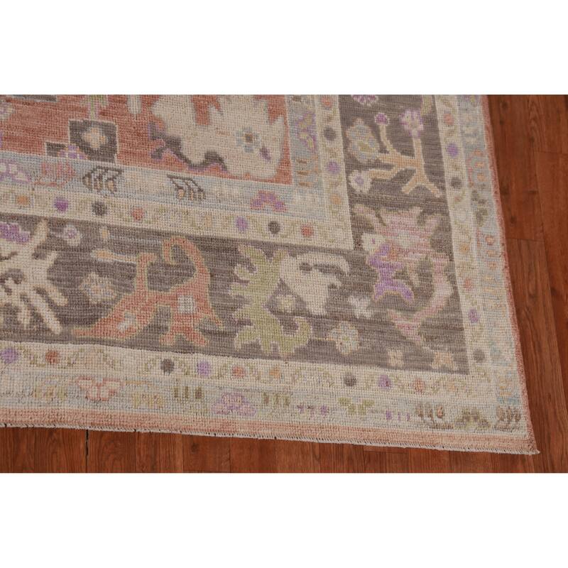 Hand Knotted Oriental 100% Wool Carpet Transitional All-Over Oranges & Rust Oushak Area Rug - 12' 0'' X 8' 11''