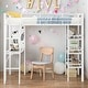 preview thumbnail 1 of 8, Twin Size Loft Metal Bed with 3 Layers of Shelves and Desk, Stylish Metal Frame Bed with Whiteboard,Easy Assembly,White White