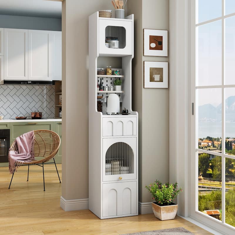 White Sideboard Storage Cabinet - Stylish & Multi-Functional with Glass Doors