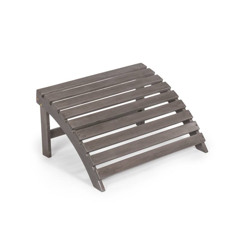 Shoreham 2-Piece Traditional Rustic Acacia Wood Adirondack Chair with Detachable Ottoman, by JONATHAN Y