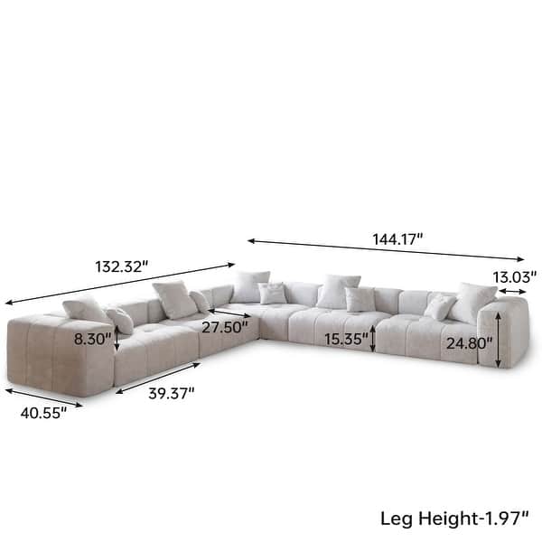 dimension image slide 2 of 3, Extra Large Linen Corner Sectional Sofa Couch for Living Room Set