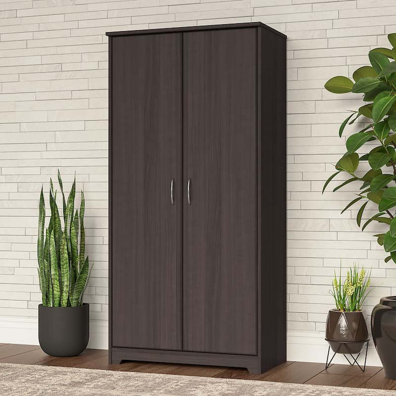 Cabot Tall Storage Cabinet with Doors by Bush Furniture - Heather Gray