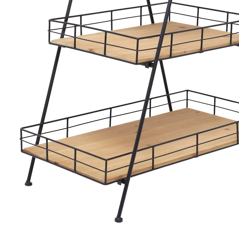 Brown Wood Indoor Outdoor 3 Tier Plantstand - 28"L x 16"W x 40"H