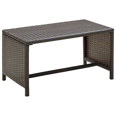 vidaXL Coffee Table Anthracite/Beige/Black/Brown 27.6"x15.7"x15" Poly Rattan