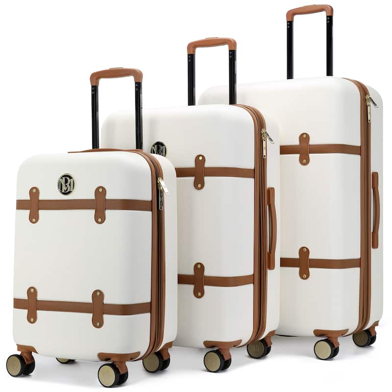 BADGLEY MISCHKA Grace 3 Piece Expandable Spinner Luggage Set - White
