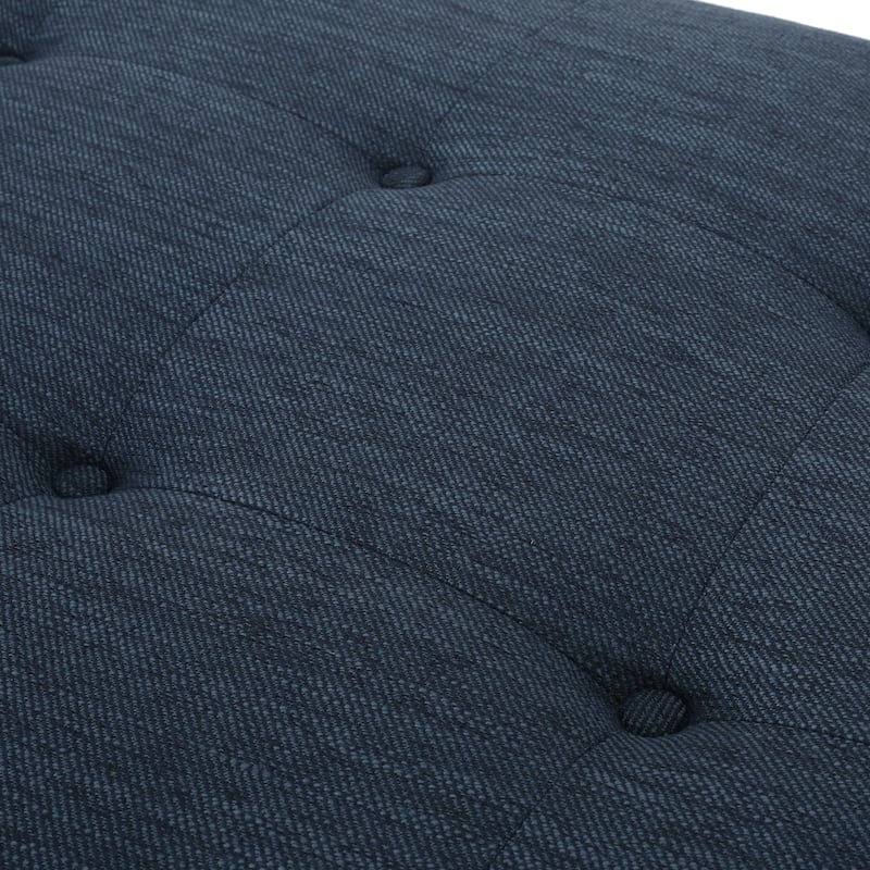 Navy Blue Modern 65" Button Tufted Chaise Lounge Chair with Bent Wood Desing and Rolled Accent Pillows