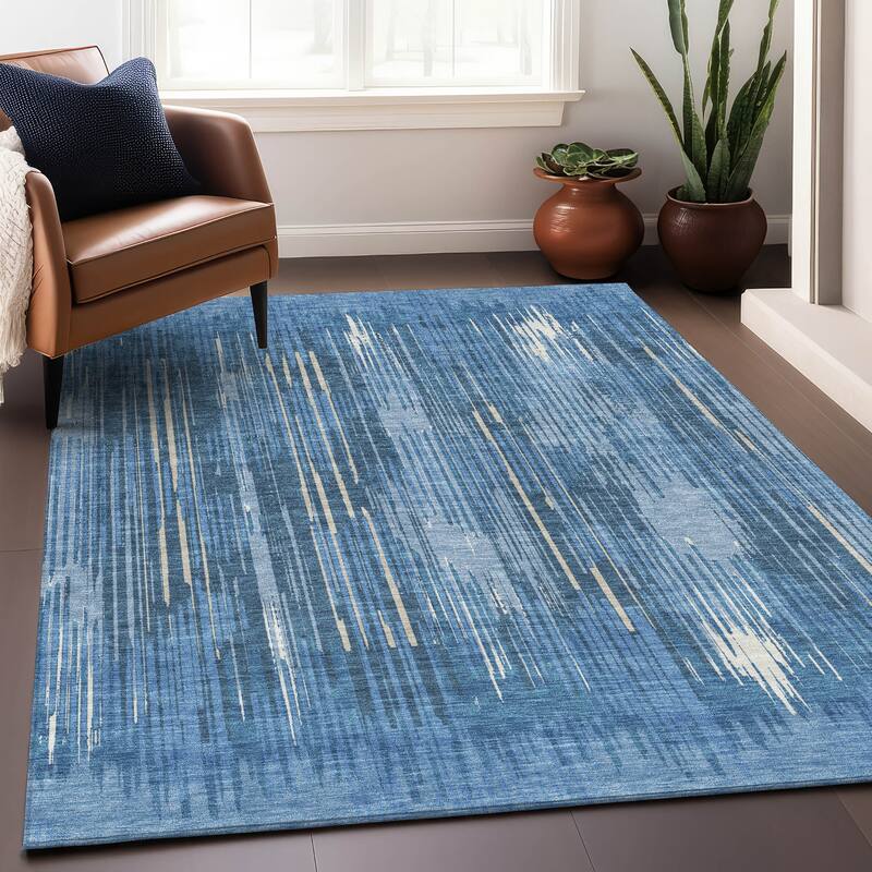 Premium Washable Super Soft Transitional Stripes Mayfield Rug - Blue - 9' x 12' - Rectangle