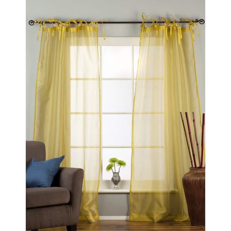 Sheer Voile Tissue Curtains Panels Drapes 2 Panels , 2 Tiebacks