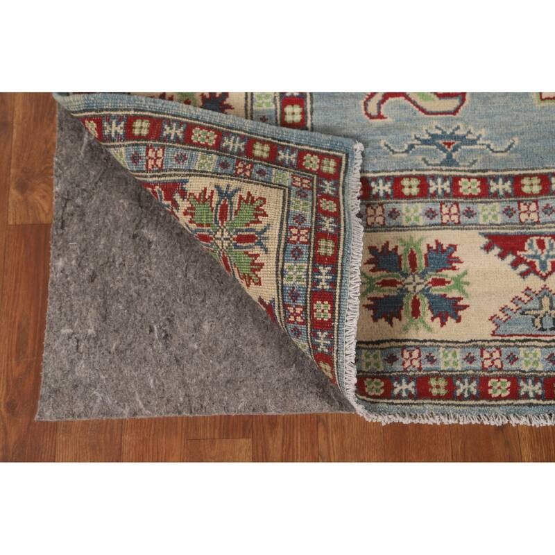 Light Blue Kazak Area Rug Hand-Knotted Wool Carpet - 5'6" x 7'4"