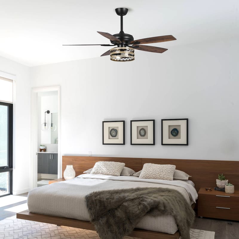 52" Farmhouse Reversible 5-Blade Smart Ceiling Fan with Remote, App Control, Voice Control