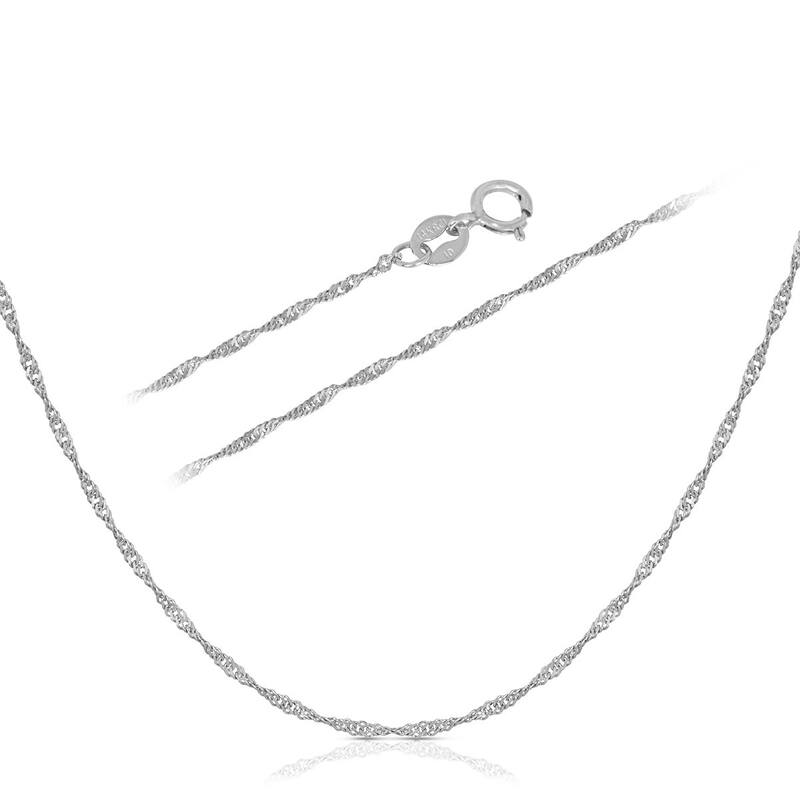 14k White Gold Singapore Chain Necklace 1.0mm