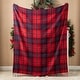 preview thumbnail 3 of 18, Glitzhome 50 x 60 Knitted Acrylic Plaid Woven Throw Blanket with Tassels Red