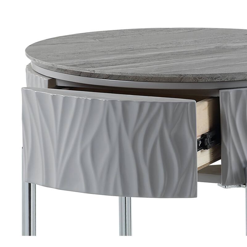 Yukino High Gloss & Chrome Finish End Table