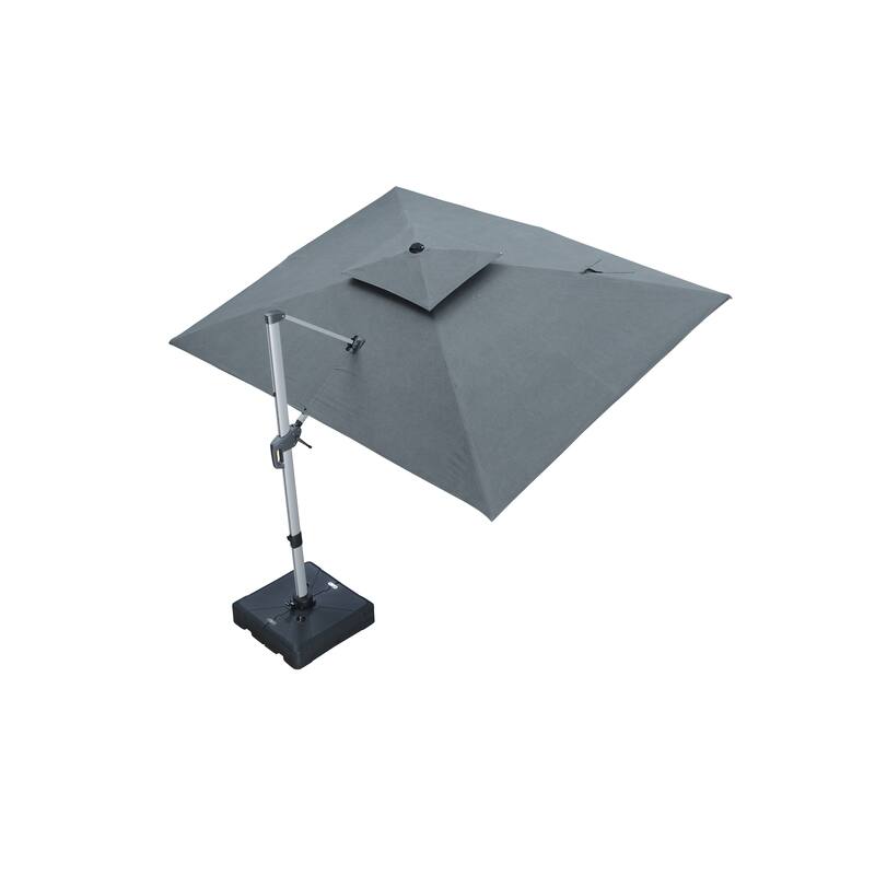 PURPLE LEAF 09x12/10x13 ft Rectangular Sunbrella Patio Cantilever Umbrella with Base - Cast Slate/9x12ft