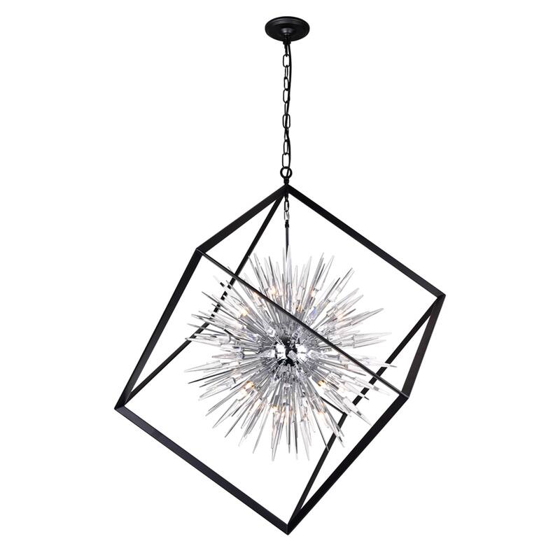 Starburst 20 Light Chandelier With Chrome & Black Finish - Black/Chrome