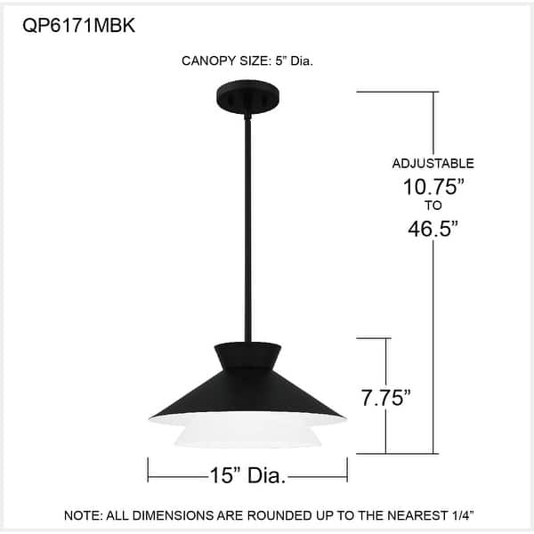 Lionel 1-Light Matte Black Pendant Light